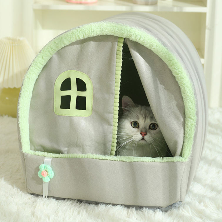 猫 ベッド 猫ハウス ペットベッド ドーム 冬 小型犬 ベッド 犬小屋 ドーム型 クッション ソファー 猫篷 隠れ家 オールシーズン おしゃれ
