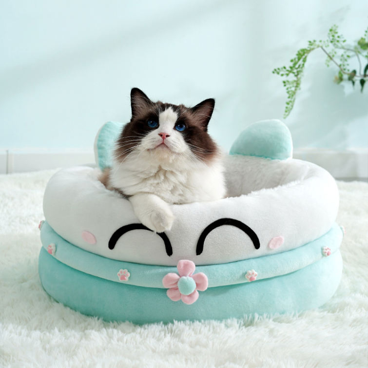 猫 ベッド 犬 ベッド ペットベッド 丸型 犬用ベット 洗える ふわふわ 大型 ネコ用 大きい 円形 猫クッション 滑り止め 暖かい 防寒 冷房