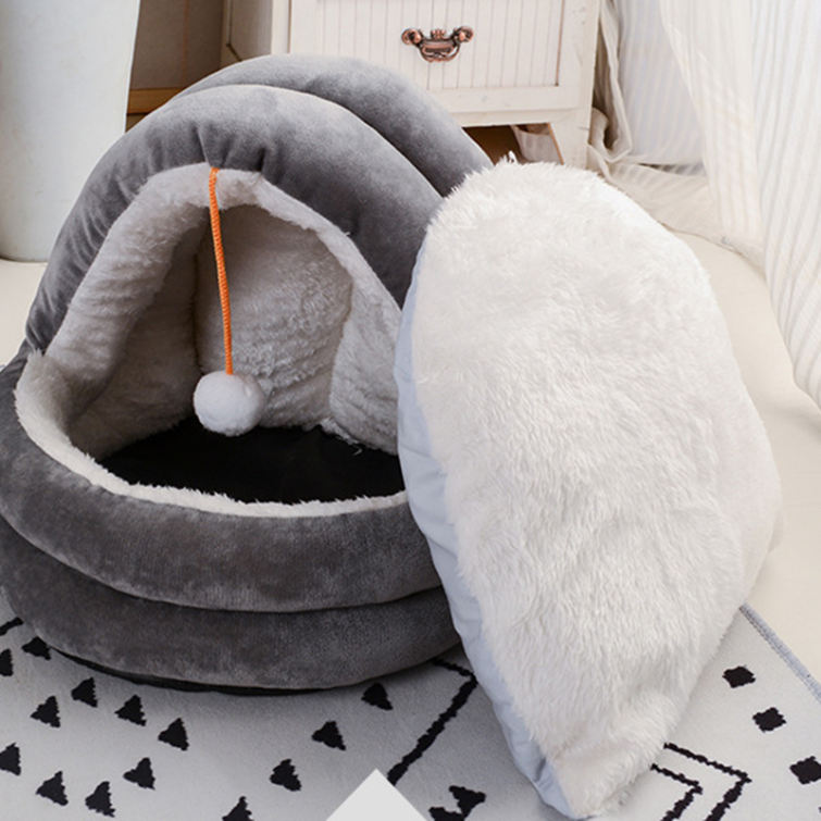 ペットハウス ペットベッド 犬 猫 ベッド ハウス 可愛い ドーム型 防寒 寝袋 ぐっすり眠れる 寝床 猫犬兼用 暖かい ふわふわ クッション