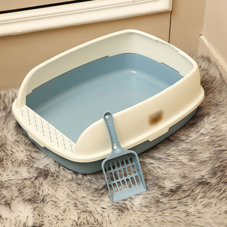 猫トイレ ネコ 砂 清潔 猫用品 L 56*40*20cm 猫トイレ 大きめ ネコ 砂 小型 大型 猫 トイレ 四角 におい対策 猫砂 大容量 シンプル 開放