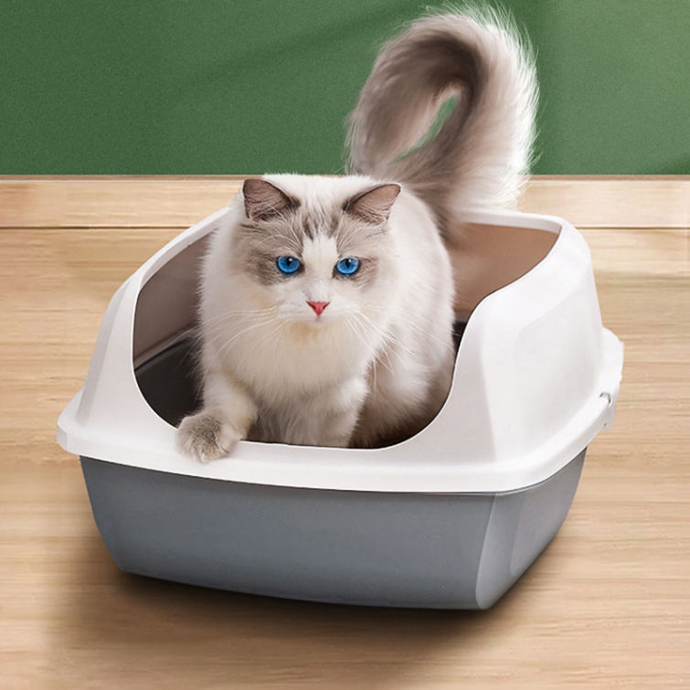 猫 トイレ におい対策 ペット用 猫砂 匂い対策 おしゃれ スコップ付き 清潔 M50*37*19cm 猫トイレ ネコ 砂 開放式 小型 大型 猫 トイレ