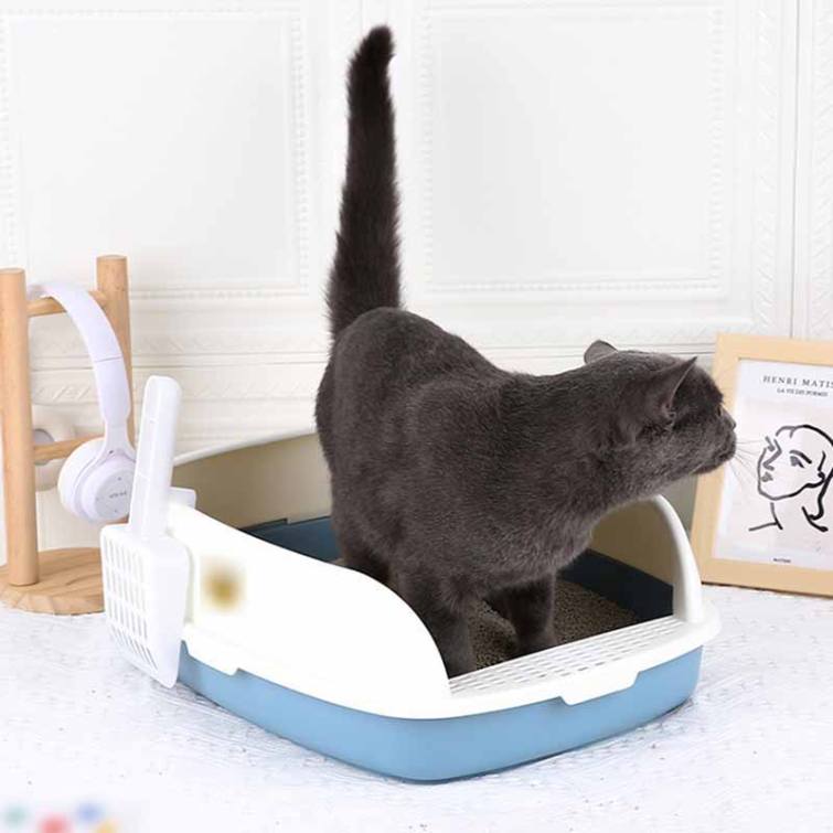 猫トイレ ネコ 砂 清潔 猫用品 L 56*40*20cm 猫トイレ 大きめ ネコ 砂 小型 大型 猫 トイレ 四角 におい対策 猫砂 大容量 シンプル 開放