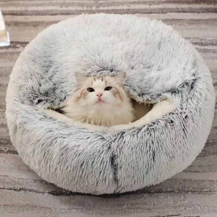 猫用ベッド もこもこ ペットハウス 直径50cm 犬 ペットベッド ネコ クッション 小型犬 ソファ ふわふわ 猫用品 冬 柔らかい 暖かい 保温