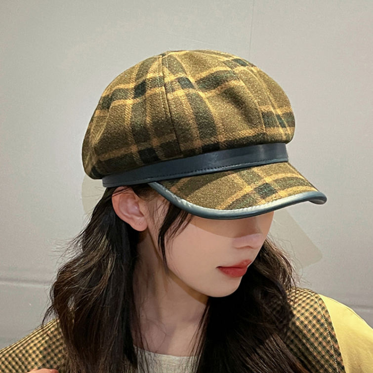 キャスケット コットン 帽子 秋冬 カジュアル キャップ ハンチング メンズ 軽量 イギリス風 タータンチェック サイズ調節 UV 対策 女優帽