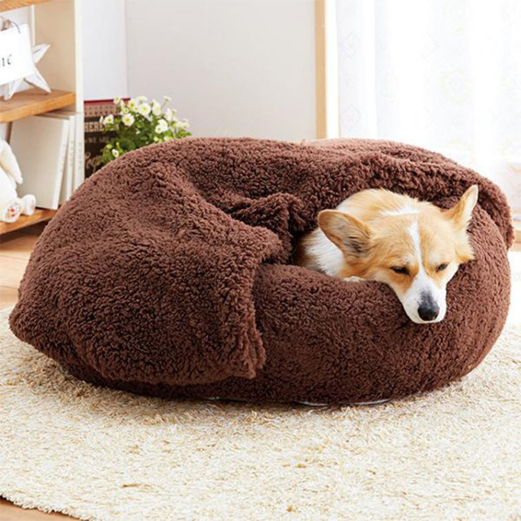 あったか ペットベッド 寝袋 ペットクッション 円型 犬 猫 マイクロファイバー ペット ベッド ペット用ベッド ふわふわ 寒さ対策 防寒 暖