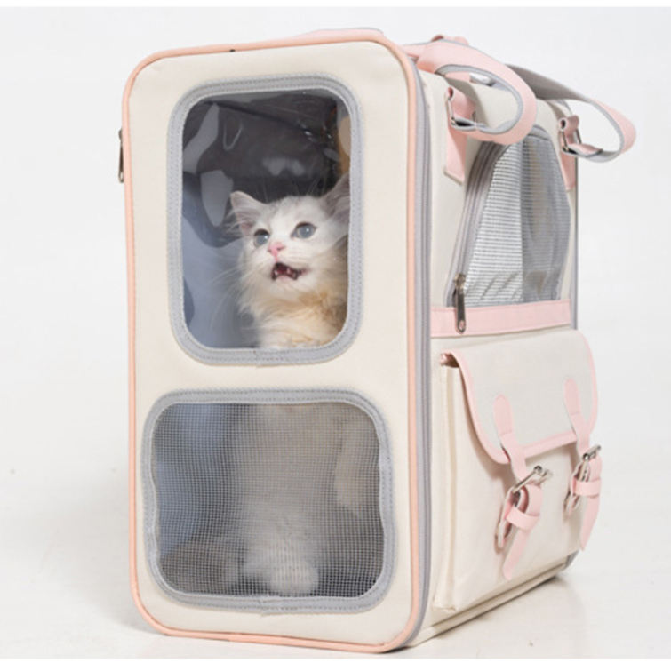 おしゃれ ペットキャリーバッグ ペットリュック 猫 犬 キャリー リュック 大容量 通気性 安定性 メッシュ窓 収納袋付き 犬 猫 小動物 キ