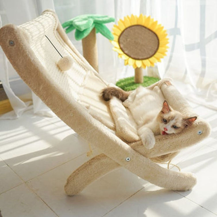 猫チェアー 昼寝椅子 ペット用ベッド ペットベッド ハンモック 猫 シンプル 猫ベッド 省スペース 取り付け簡単 毛玉付き 爪とぎ 天然サイ