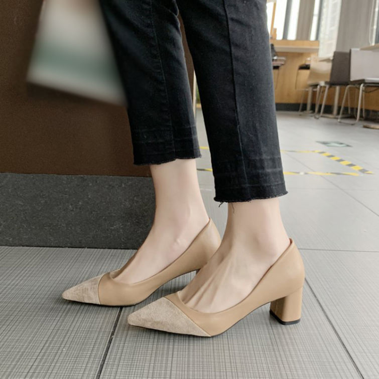 レディースパンプス ミドルヒール ポインテッドトゥ パンプス 履きやすい 5.5cmヒール 美脚 走れる 女性 婦人靴 通勤パンプス ビジネスパ