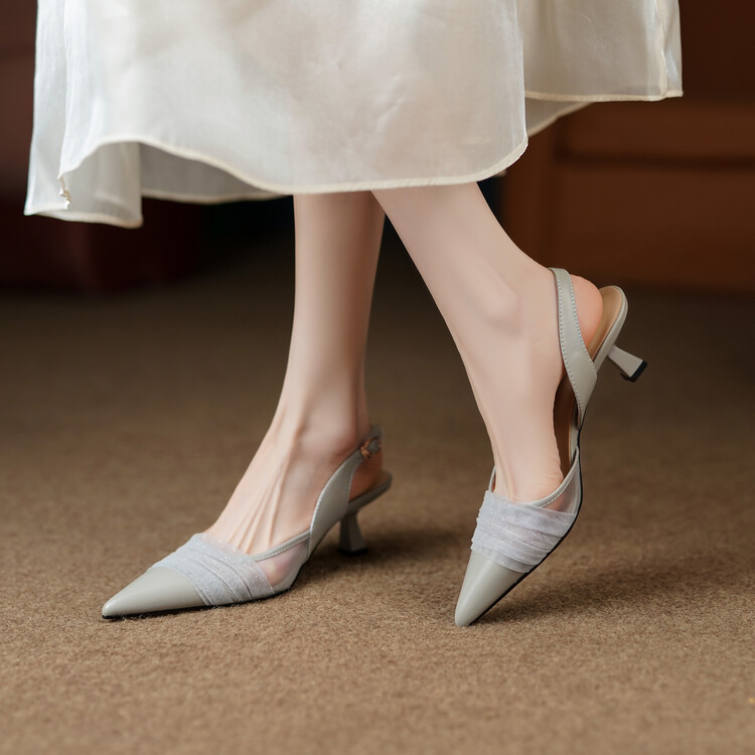 パンプス サンダル バックストラップ とんがりトゥ ハイヒール5.5cm 歩きやすい レディース 靴 婦人靴 ハイヒール ピンヒール ヒール 柔